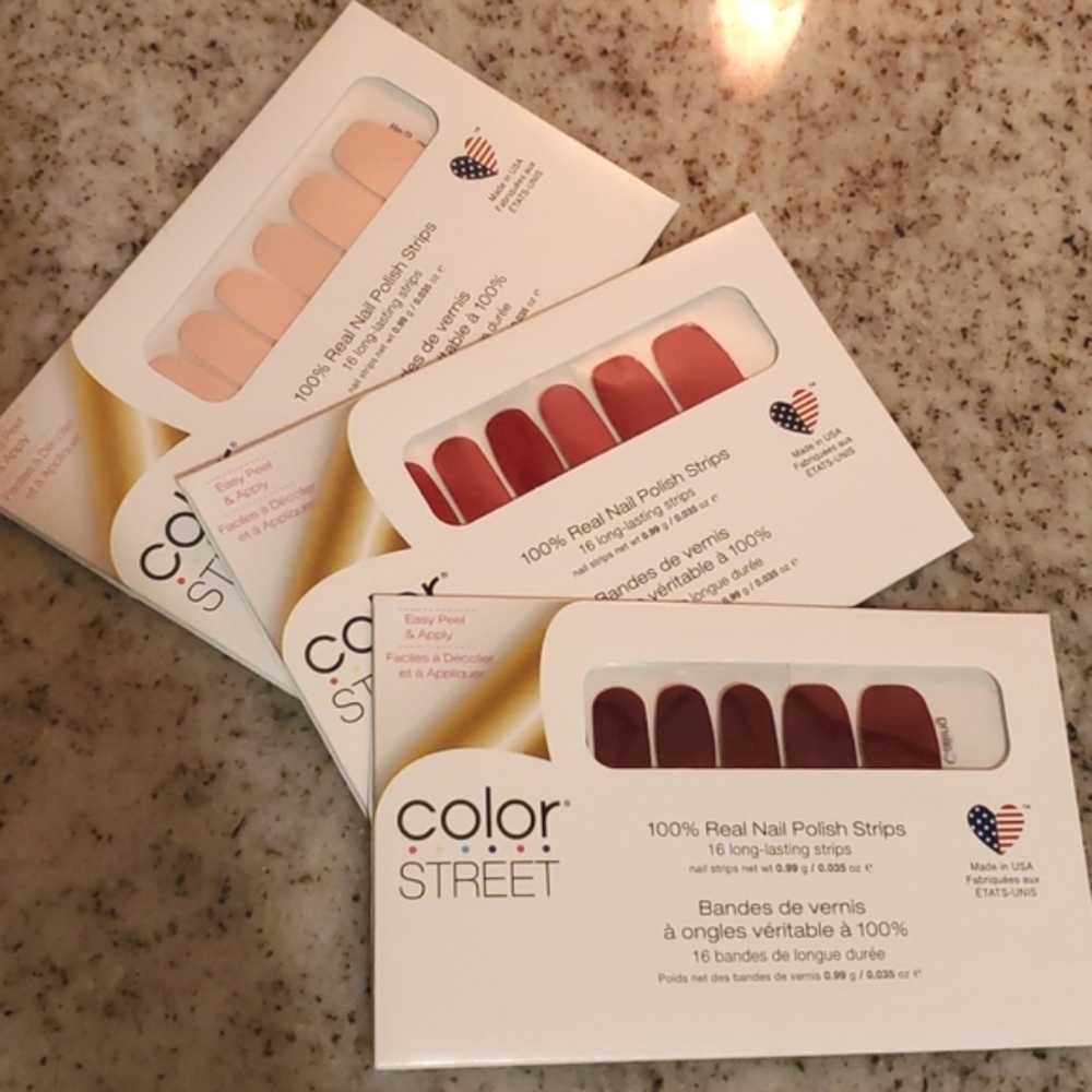 New Color Street Nail Polish Strips, pink nude and red